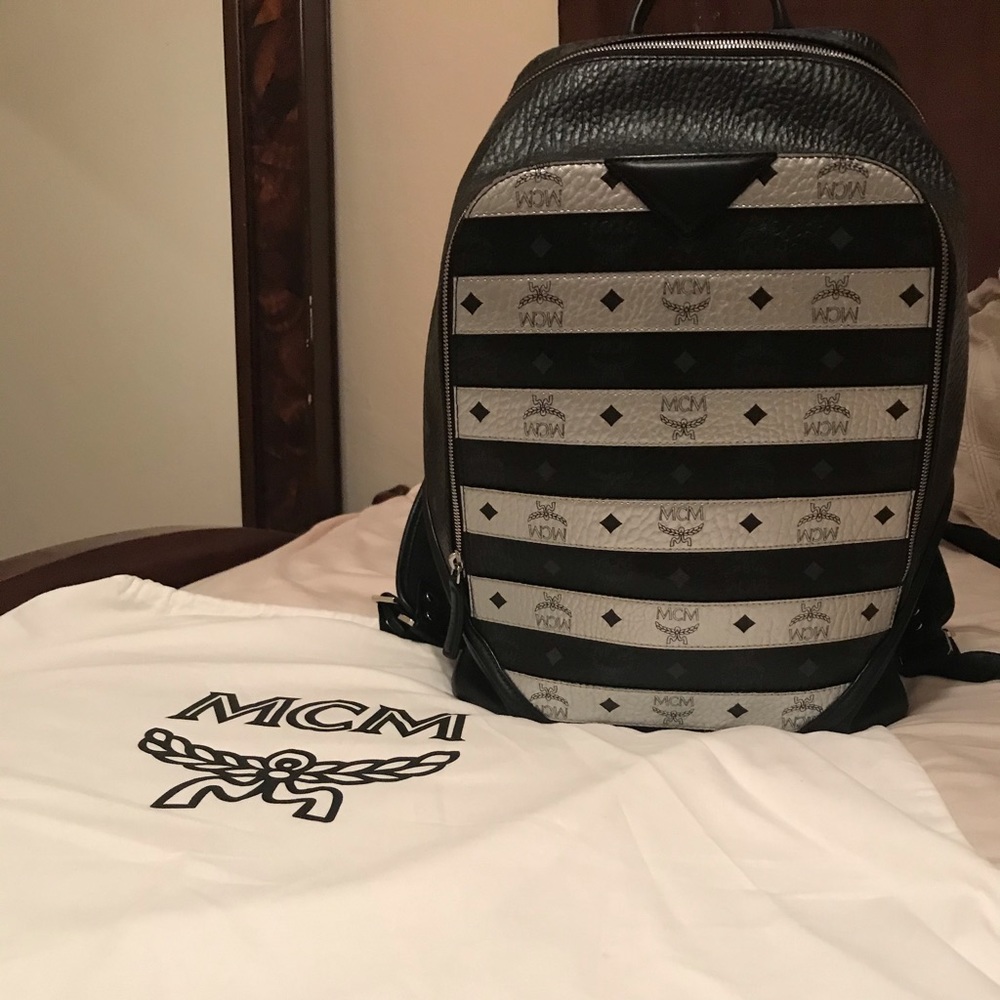 Back and gray MCM backpack